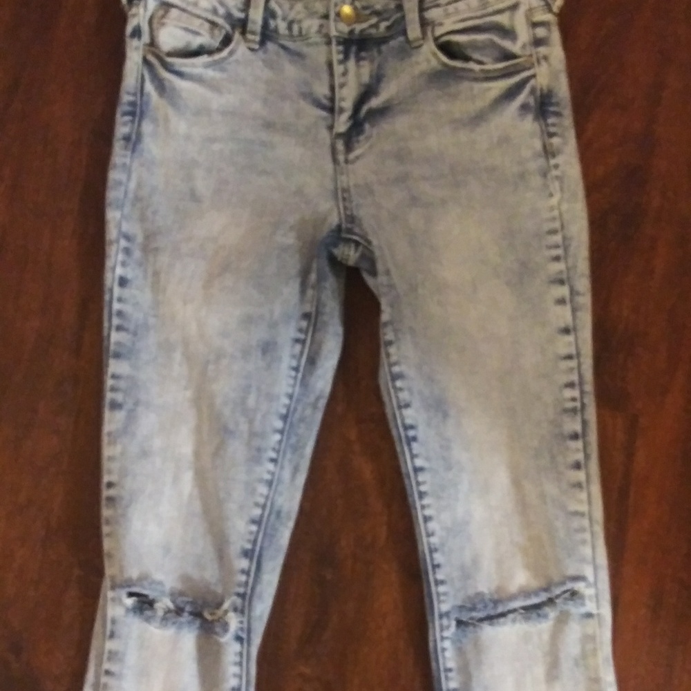 Bullhead ankle super skinny acid wash jeans